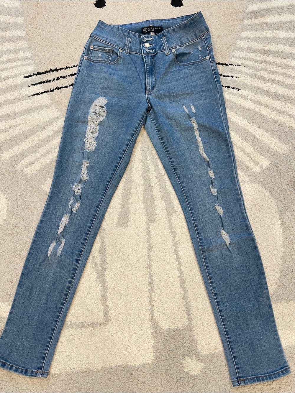 Boom Boom Jeans Women's Skinny Ripped Blue Denim